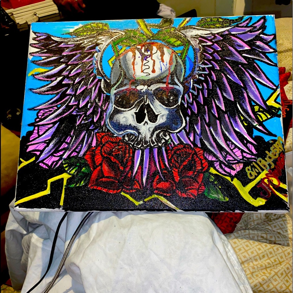 One of a kind grafitti/tattoo painting by local artist
